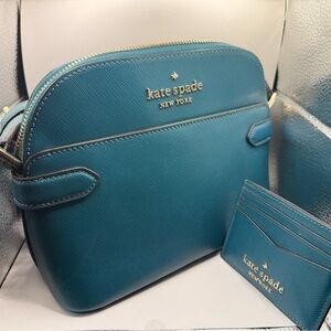 Small Kate Spade Teal Crossbody Bag matching and card wallet